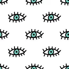 Tapeten Böse Augen nahtlose Wiederholungsvektormuster für das Einwickeln von paper.fabrics,textile. © Aysel