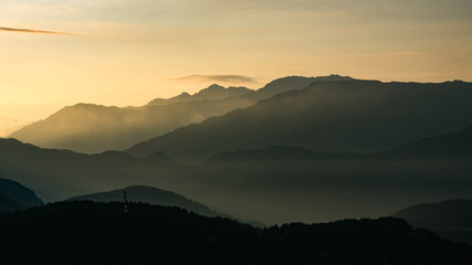 Amazing morning in Georgian village Omalo. Omalo Shatili trek.
