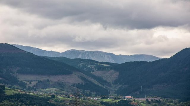 Beautiful clouds moving in the mountains