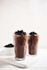 Milk Bubble Tea with Tapioca Pearls. .