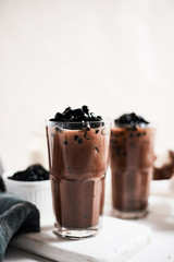 Milk Bubble Tea with Tapioca Pearls. .