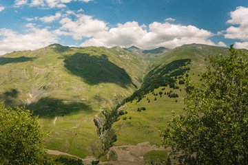 Beautiful landscape around Dartlo village in Georgia. Omalo Shatili trek.