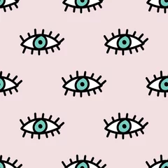 Tapeten Böse Augen nahtlose Wiederholungsvektormuster für das Einwickeln von paper.fabrics,textile. © AZ Studio