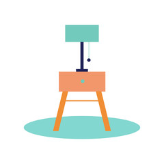 Reading lamp on a side table flat vector illustration isolated on a white background.