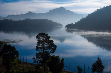 Morning Sunlight lakes and mountains view from Ooty  