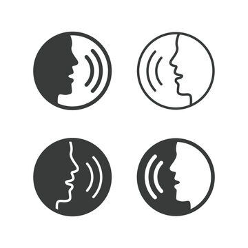 set of speaking icons people talking with command control signs