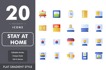 Stay at home icon pack isolated on white background. for your web site design, logo, app, UI. Vector graphics illustration and editable stroke. EPS 10.