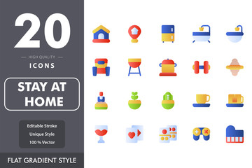 Stay at home icon pack isolated on white background. for your web site design, logo, app, UI. Vector graphics illustration and editable stroke. EPS 10.