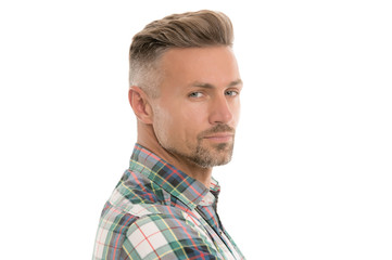 Get your handsomest face ever. Caucasian man with unshaven facial skin. Skin care routine....