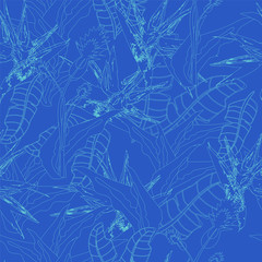 Blue Tropical Leaves Fashion Background