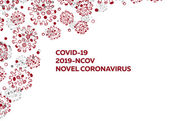 Red coronavirus virus cells banner. Coronavirus infections background.  Design on white color background. Vector illustration and banner, media, website, publish ,news.