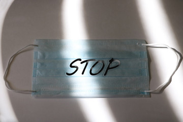 Medical mask. Coronavirus Pandemic. coronaviruses influenza, dangerous flu, Microscope virus close up, coronavirus Pandemic. Coronavirus 2019-nCoV.