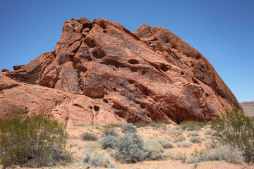 Fototapeta premium A mountain of red rock in The Valley of Fire, Nevada, USA