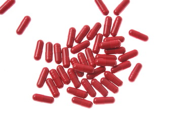 Red pills pour out of the can. Close-up. Coronavirus. Saving lives. Healthy lifestyle. Coronavirus. Covid. Covid2020