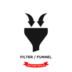 filter icon in trendy flat style, funnel vector icon