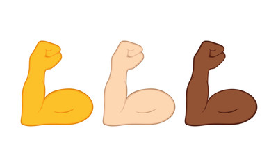 Flexible bicep muscle or strong workout icon set flat in modern colour design concept on isolated white background. EPS 10 vector.