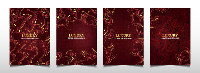 Set luxury premium cover layout design template with red and golden line. Abstract vector a4 graphic can use Product Package, Annual report, Business brochure , wedding invitation card, flyer