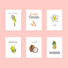 Summer cartoon doodle hand drawn vector elements