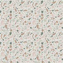 Terrazzo background texture. Vector seamless pattern. Green natural stone, glass, quartz, concrete, marble. Classic italian type of floor. Terrazzo design. - 334818953