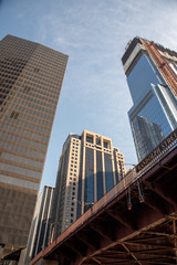Skyscrapers along the river in Chicago