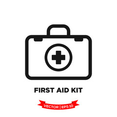 first aid box vector icon, medical kit icon