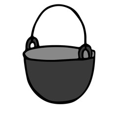 Hiking pot . Hand drawn vector illustration  in doodle style, isolated on a white background.