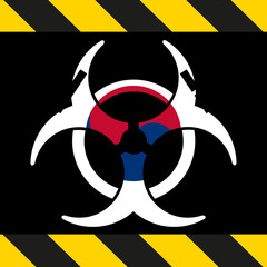 South Korea country flag within bio hazard symbol