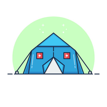 Vector Field Tent Hospital Flat Illustration