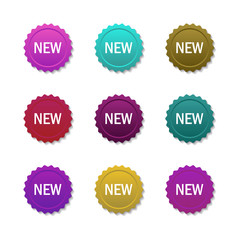 Obraz premium Vector colorful labels set, new round marks