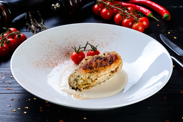 grilled chicken fillet with cherry tomatoes