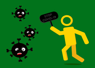 Ilustration vector graphic of Corona virus vector, Corona virus in Wuhan, Simple China virus vector, Fight corona, stopping corona virus.