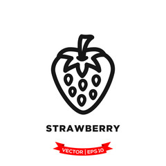 strawberry icon in trendy flat design