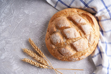 Homemade gluten free bread on a napkin on the kitchen table