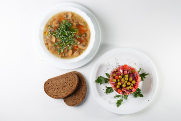 multi-course lunch offer on white plates