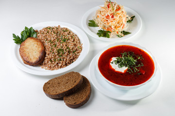 multi-course lunch offer on white plates