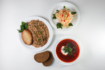 multi-course lunch offer on white plates