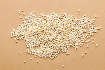  Dry quinoa croup closeup. Quinoa photo for recipes, grocery departments, logo. Quinoa photo wallpaper.