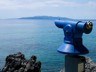 View of telescope overlooking sea