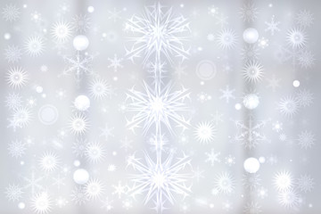 A festive abstract gradient gray silver background texture with glitter defocused sparkle bokeh circles and stars. Card concept for Happy New Year, party invitation, valentine or other holidays.