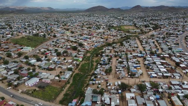 Cityscape of the amazing Windhoek city the capital of Namibia, aerial shot