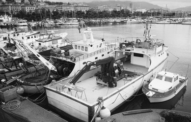 detail of fishing boat in the gulf of la spezia