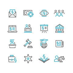 Lawyer and business vector icon set