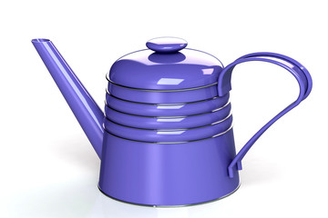 Enamelled metal teapot for making fresh tea. 3D render