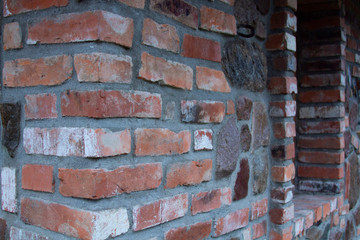 Texture of old brick and stone wall.