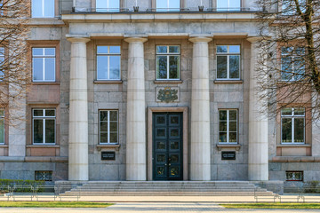 Governmental building exterior of the Cabinet of Ministers and State Chancellery in Riga, Latvia