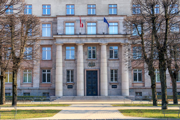 Fototapeta premium Governmental building exterior of the Cabinet of Ministers and State Chancellery in Riga, Latvia