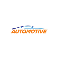 Automotive car logo design with concept sports vehicle icon silhouette on black background. Vector illustration.