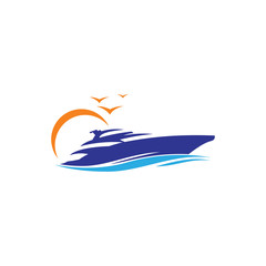 Speed boat logo design template ,Sea boat logo design concept ,Vector illustration