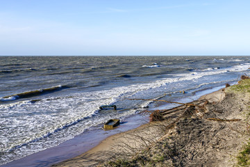 Fototapeta na wymiar erosion of the Baltic Sea coast by strong winds