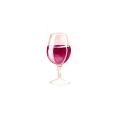 watercolor red wine in a glass isolated on white background  hand drawn illustration set pattern